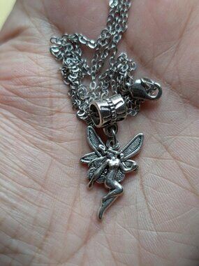 Vintage Silver-Toned Godmother Fairy Pendant/Charm Pendant Necklace